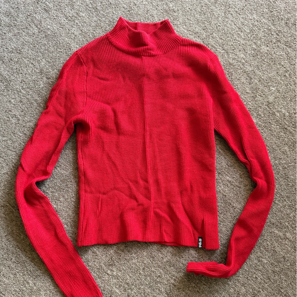 Pull&Bear Red Ribbed Knit Sweater